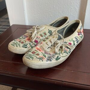 Rifle Paper Co x Keds embroidered sneakers, size 8